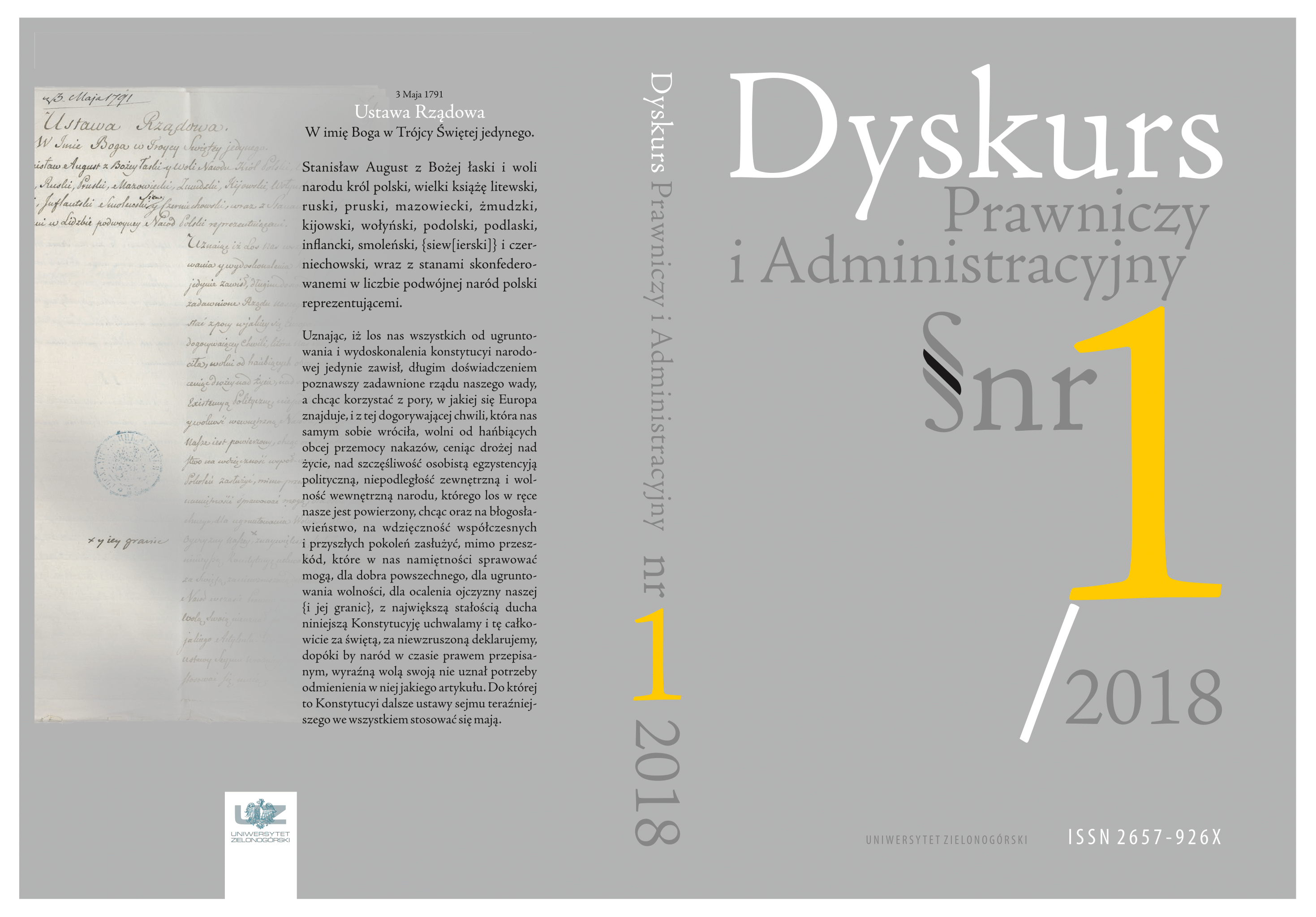 Pokaż Nr 1 (2018): Dyskurs Prawniczy i Administracyjny