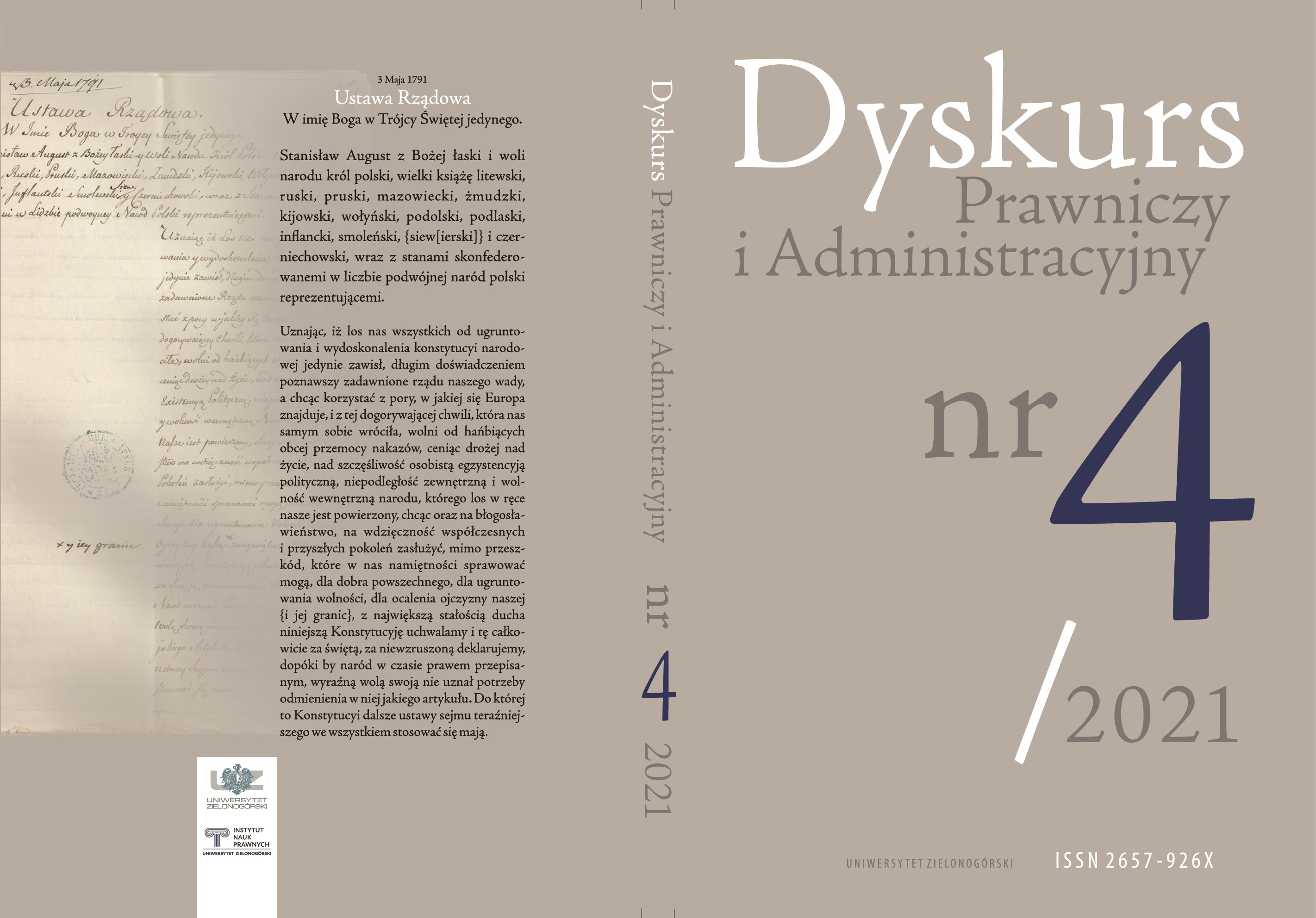 					Pokaż  Nr 4 (2021): Dyskurs Prawniczy i Administracyjny 
				