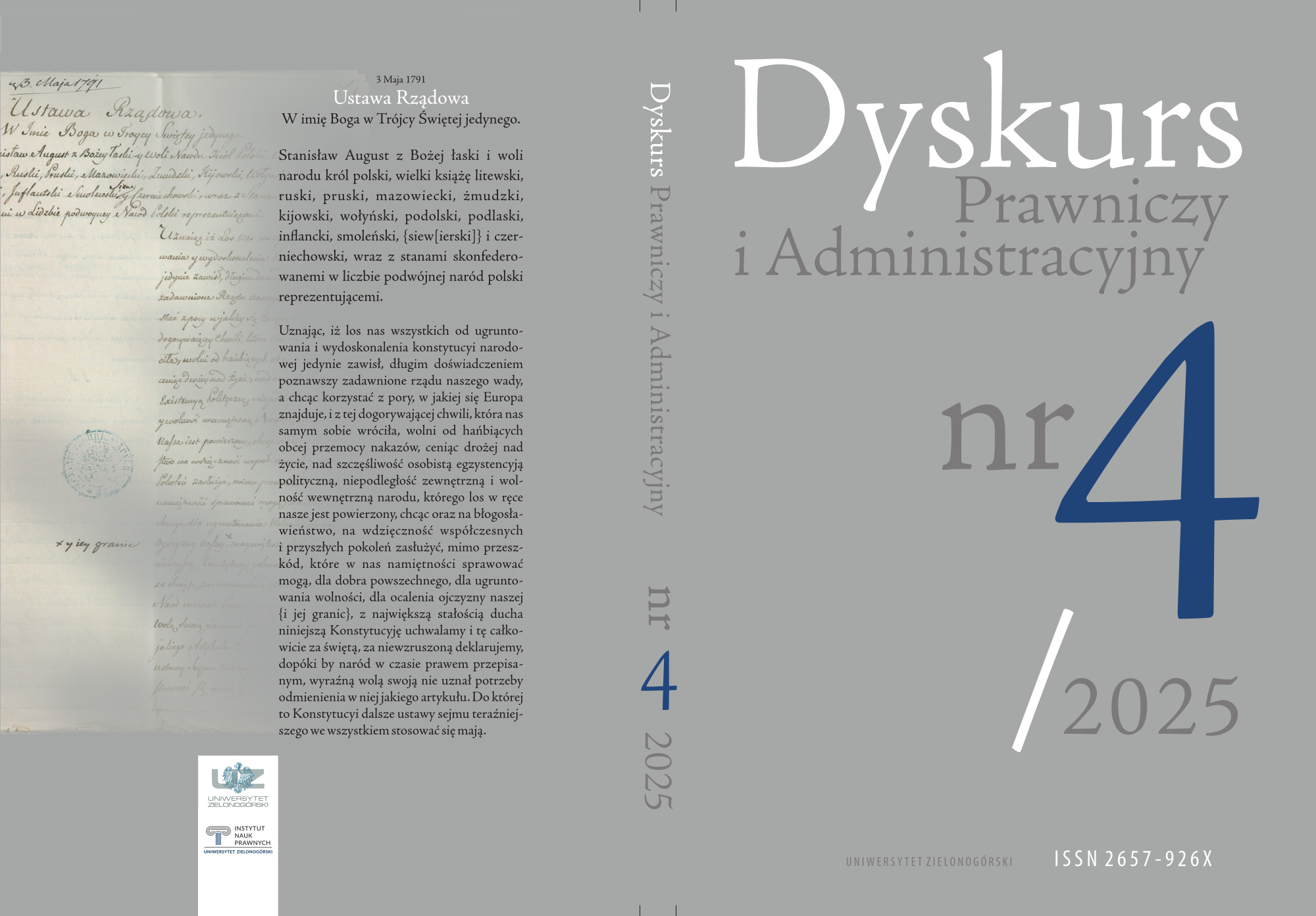 					Pokaż Nr 4 (2025): Dyskurs Prawniczy i Administracyjny
				